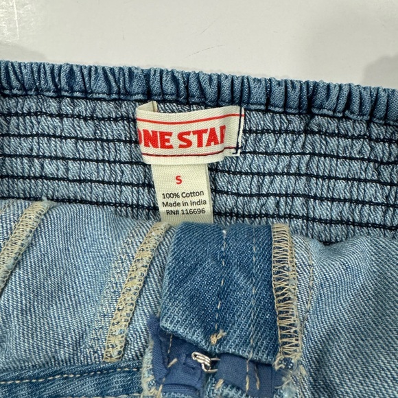 LONE STAR Bustier Corset Top Denim Blue Stretchy Lightly Distressed NWT Small - Picture 8 of 9